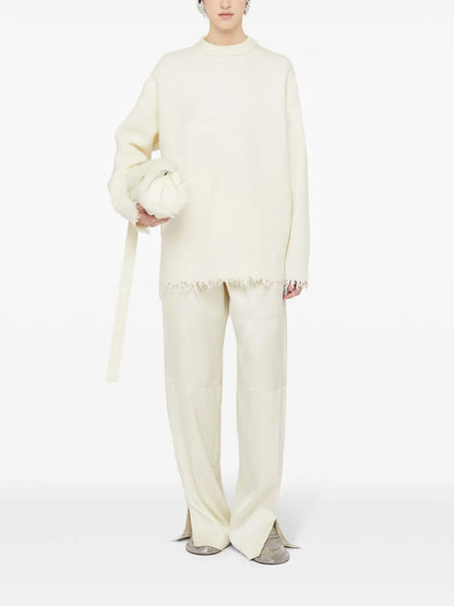 Frayed-Edge Fine-Knit Jumper