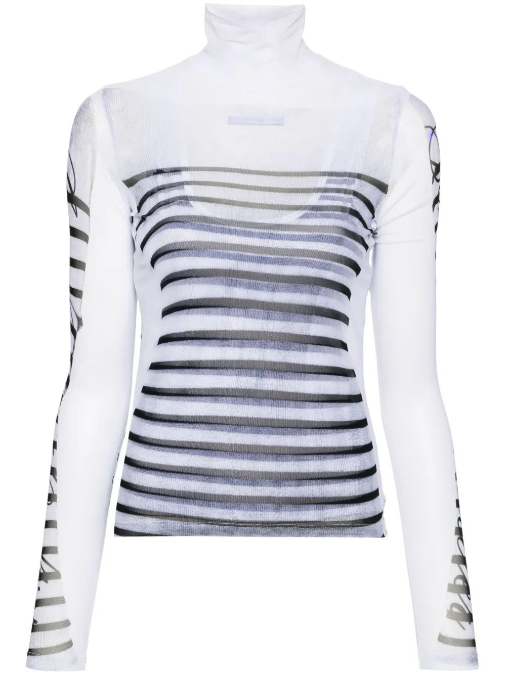 Mesh-Design Striped T-Shirt