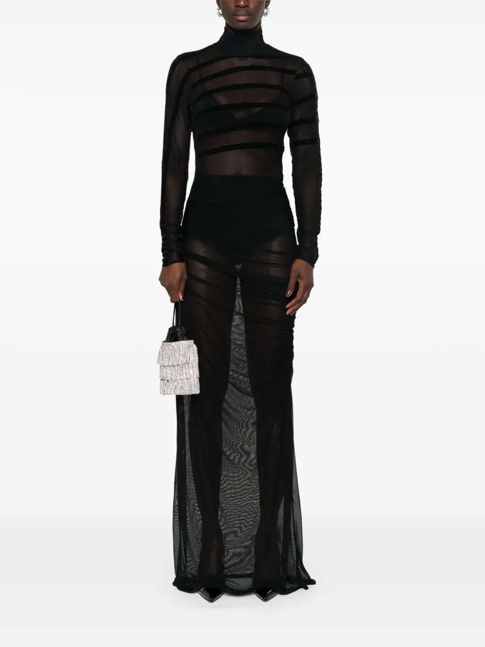 Draped Mesh Dress