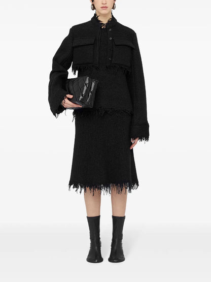 A-Line Frayed-Detail Skirt