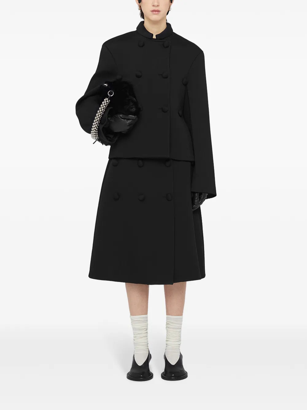 A-Line Decorative-Buttons Skirt