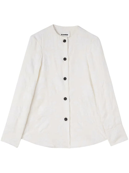 Floral-Jacquard Long-Sleeve Shirt