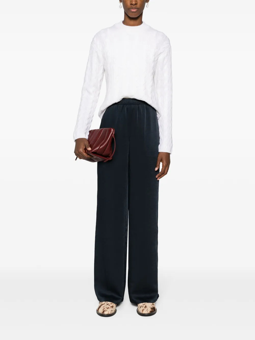 Straight-Leg Satin Trousers