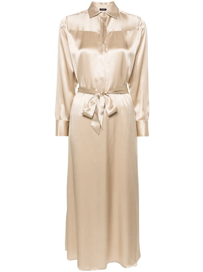 Classic-Collar Silk Shirtdress