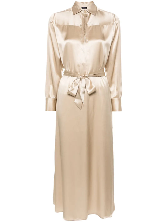 Classic-Collar Silk Shirtdress
