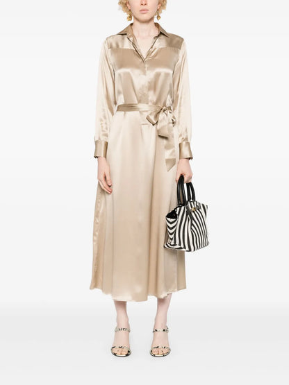 Classic-Collar Silk Shirtdress