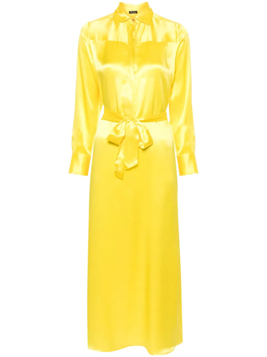 Classic-Collar Silk Shirtdress