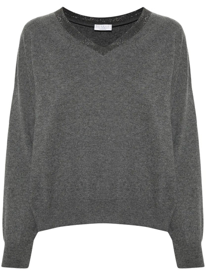 Monili-Detail Cashmere Jumper