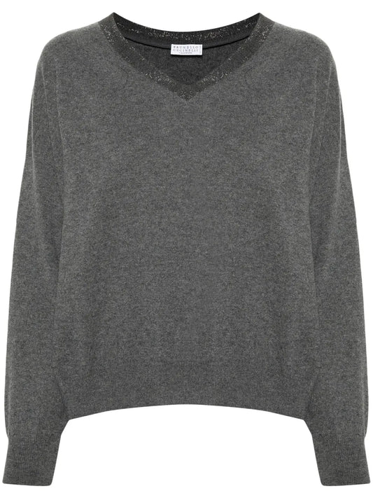 Monili-Detail Cashmere Jumper