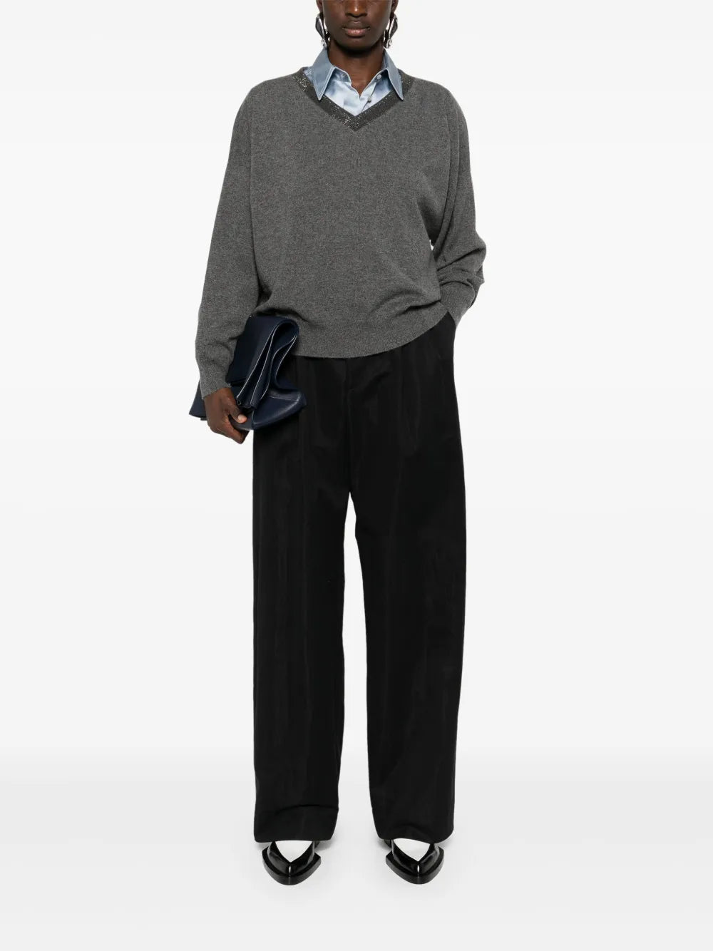 Monili-Detail Cashmere Jumper