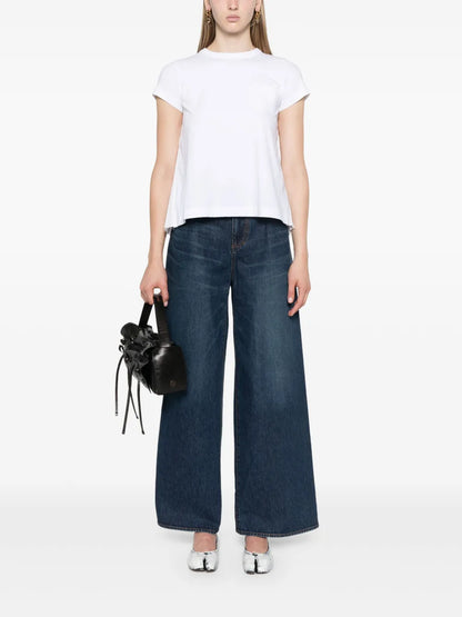 Knife-Pleats Crew-Neck T-Shirt