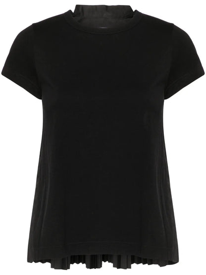 Knife-Pleats Crew-Neck T-Shirt