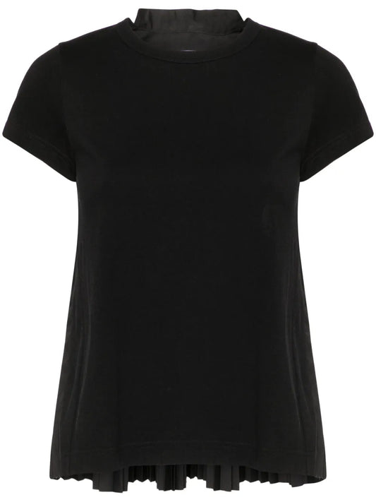 Knife-Pleats Crew-Neck T-Shirt