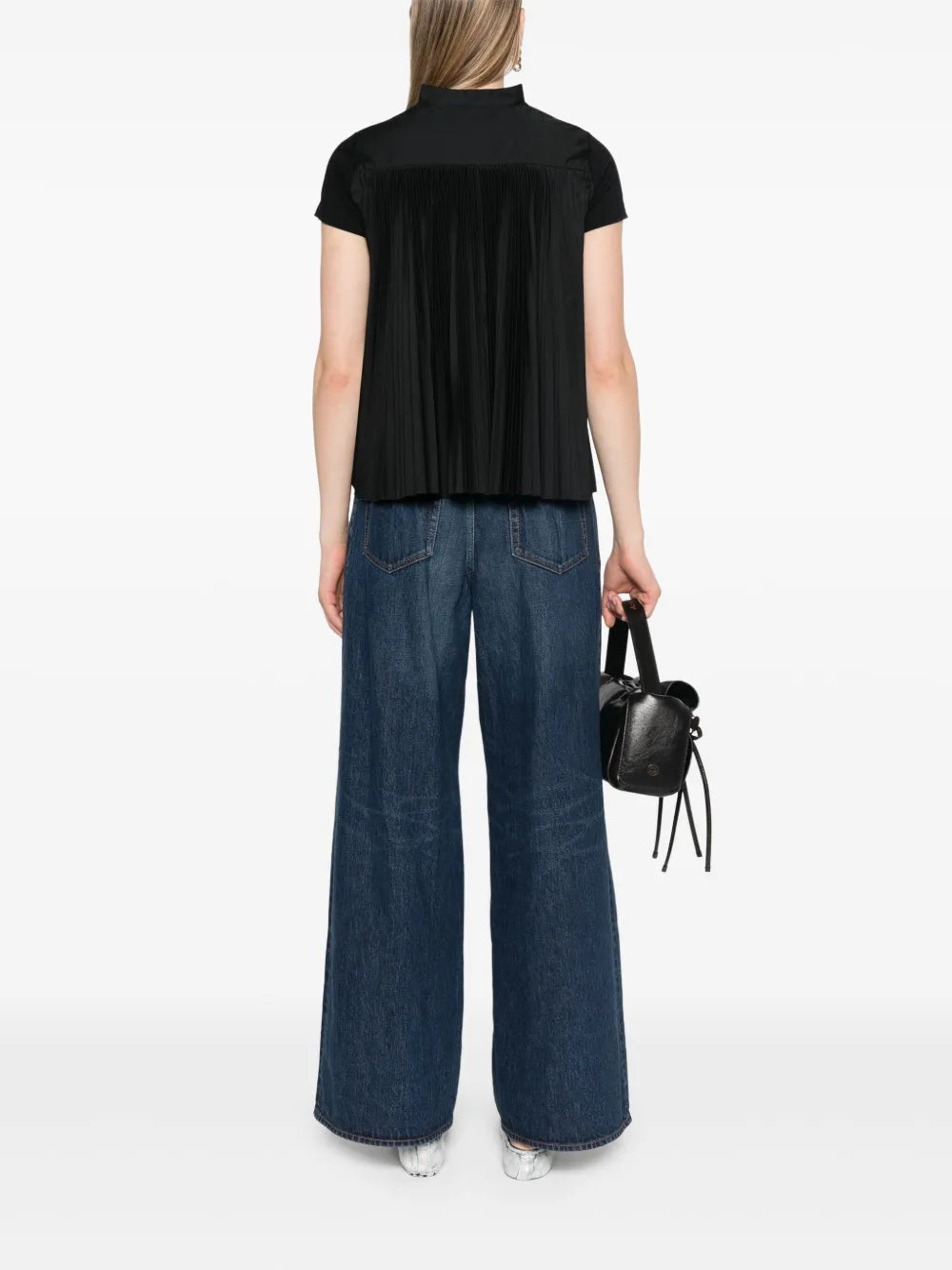 Knife-Pleats Crew-Neck T-Shirt