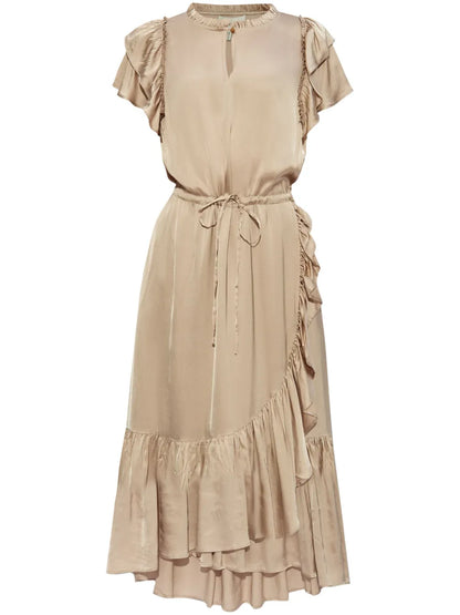 Draped Satin Midi Dress