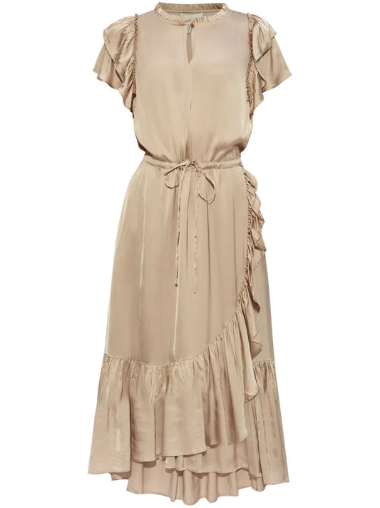 Draped Satin Midi Dress