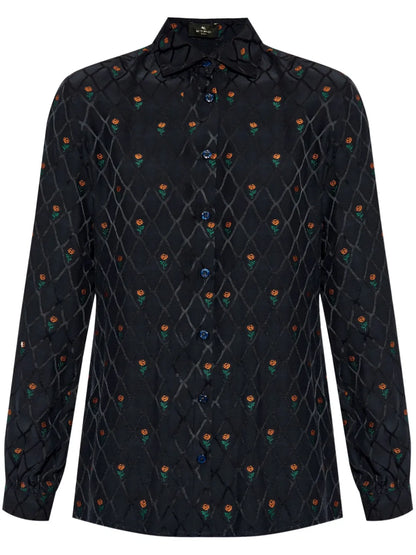 Floral Diamond Grid Shirt