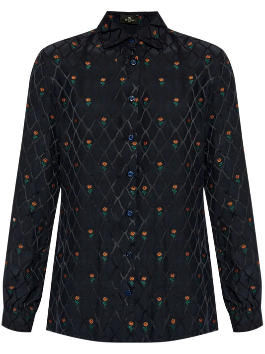Floral Diamond Grid Shirt