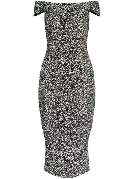 Leopard-Print Midi Dress