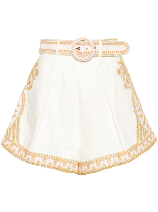 Waverly Embroidered Linen Shorts
