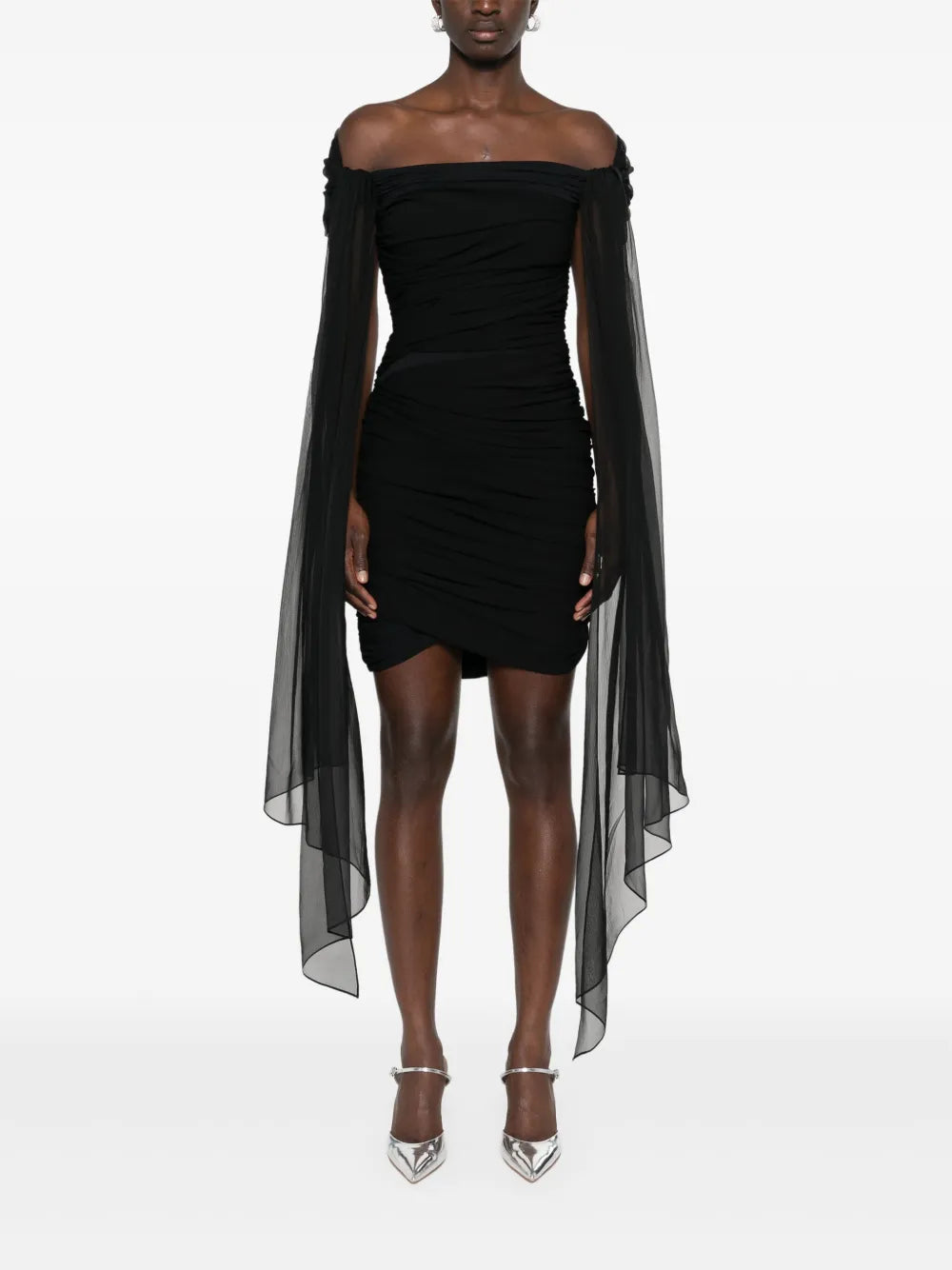 Off-Shoulder Draped Mini Dress