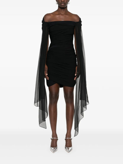 Off-Shoulder Draped Mini Dress
