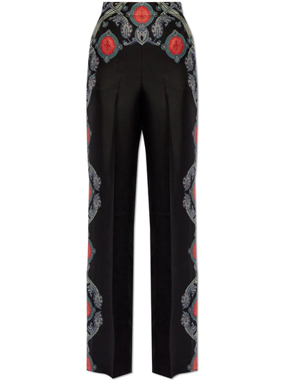 Paisley Flared Silk Trousers