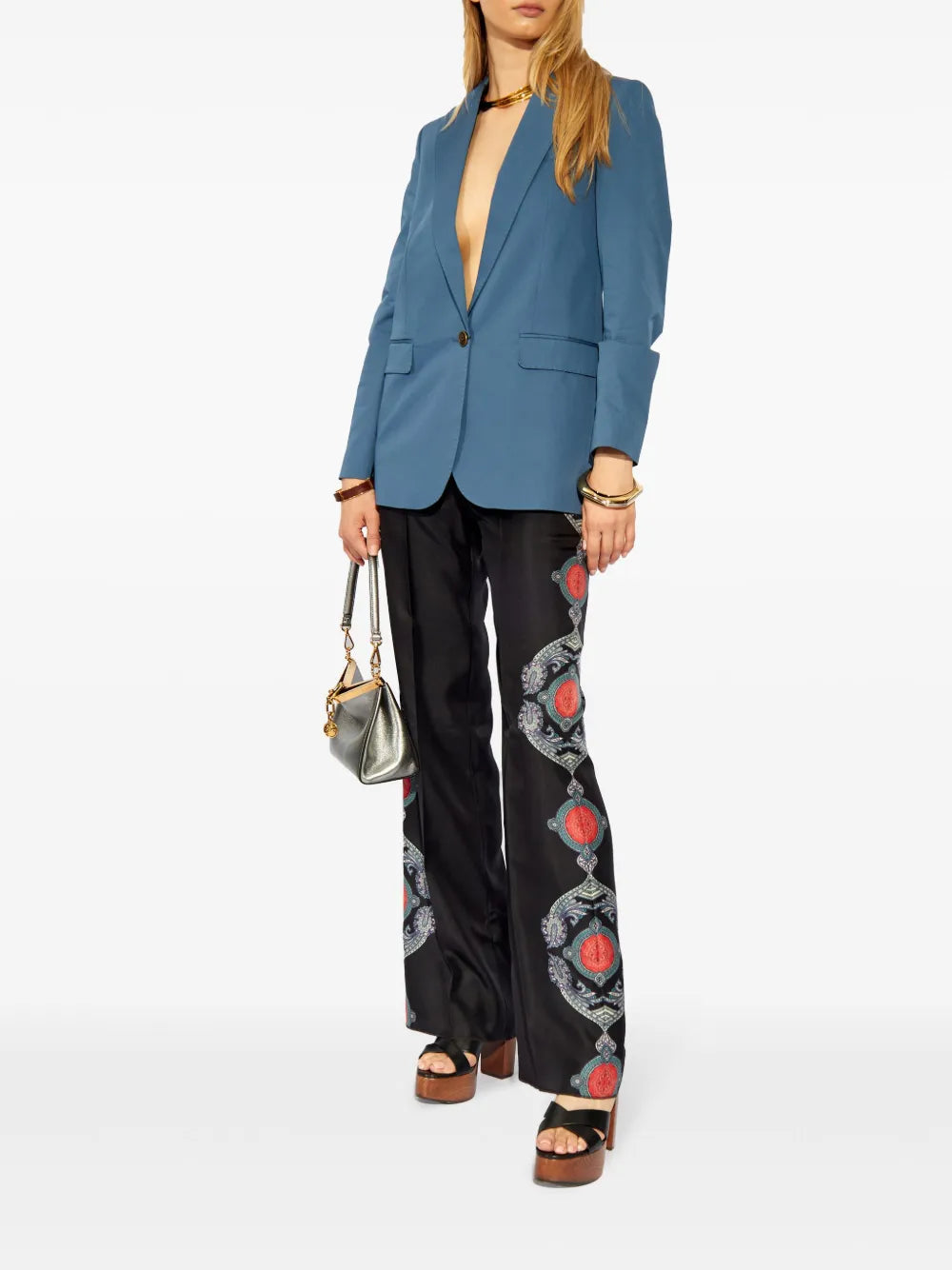 Paisley Flared Silk Trousers