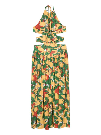 Lemon-Print Maxi Dress