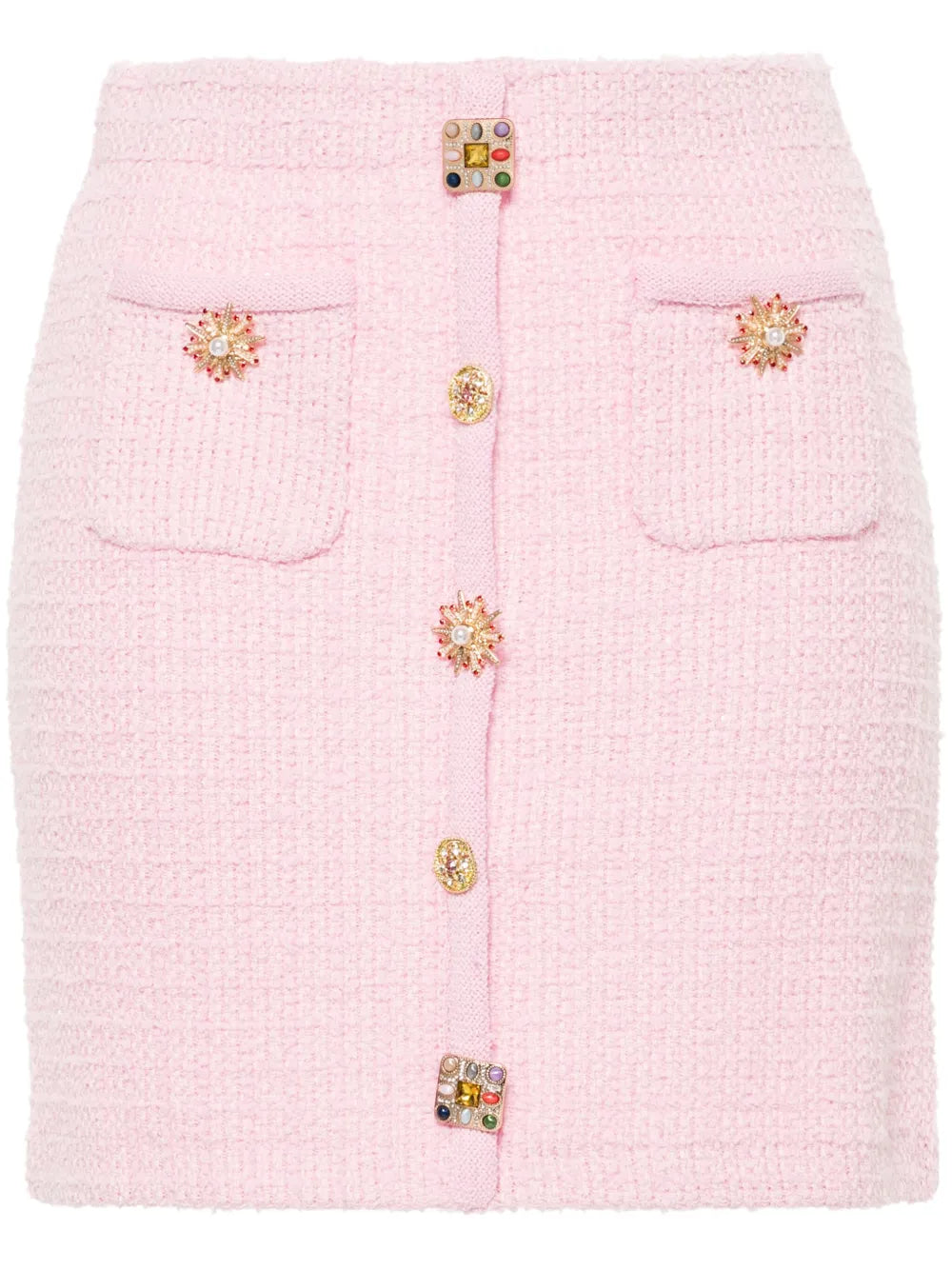 Jewelry-Buttons Knitted Mini Skirt
