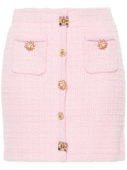 Jewelry-Buttons Knitted Mini Skirt