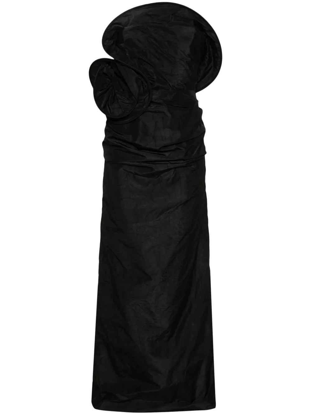 Floral-Appliqué Ruched Maxi Dress