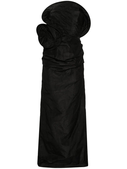 Floral-Appliqué Ruched Maxi Dress
