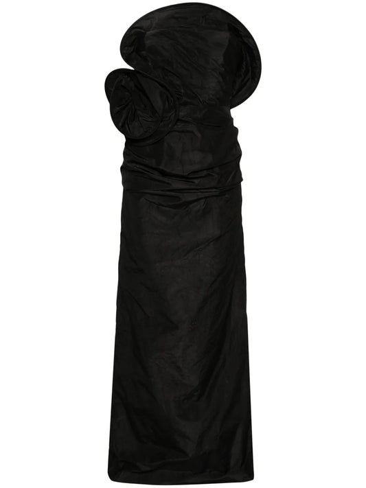 Floral-Appliqué Ruched Maxi Dress