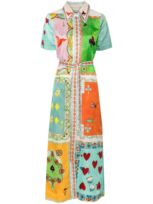 Rummy Satin Shirtdress