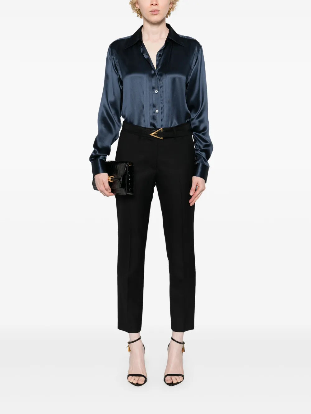 Pintuck-Detail Silk Shirt