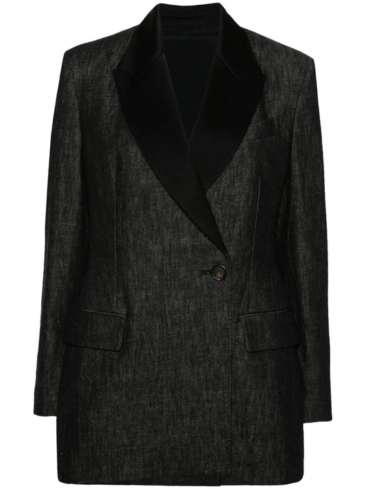 Double-Breasted Denim Blazer