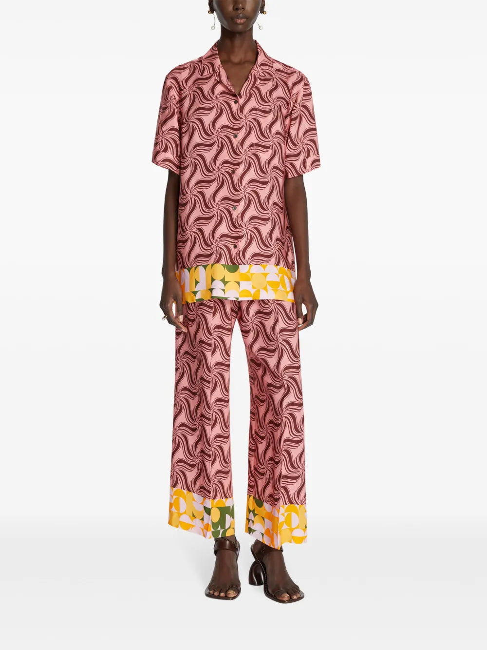 Swirl-Print Wide-Leg Trousers