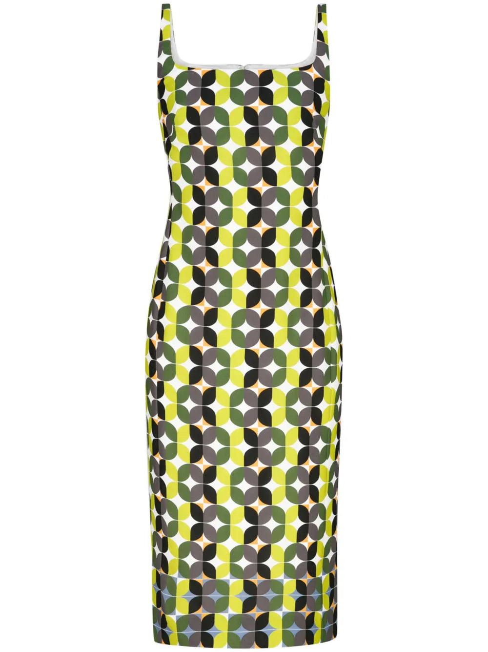 Geometric-Print Midi Dress