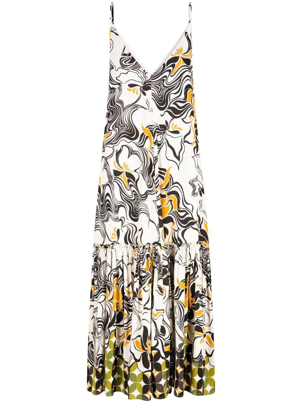 Ruffled Swirl-Print Dress