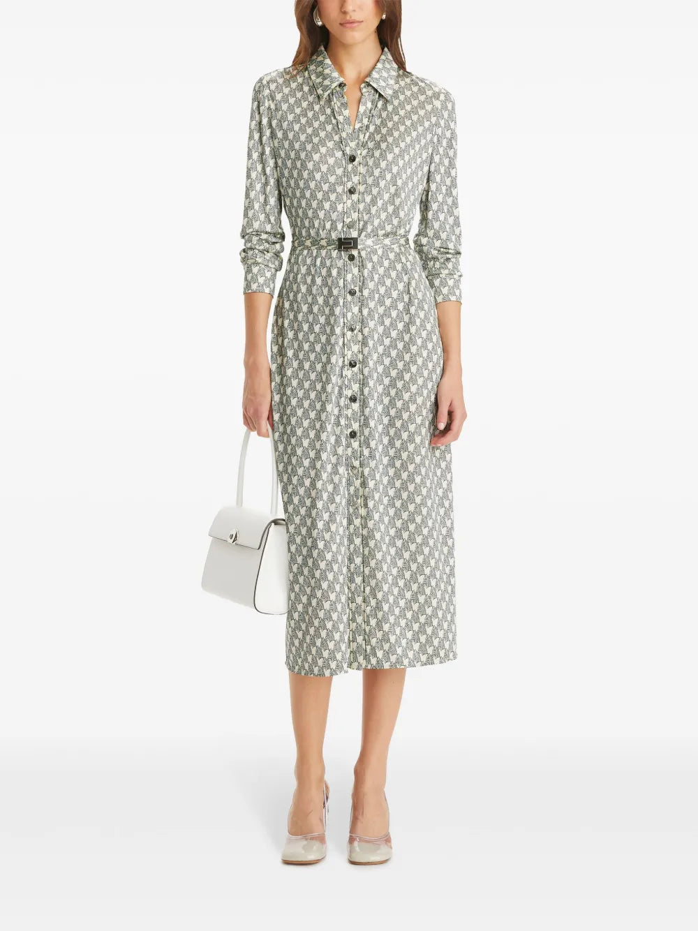 Pattern-Print Midi Shirtdress