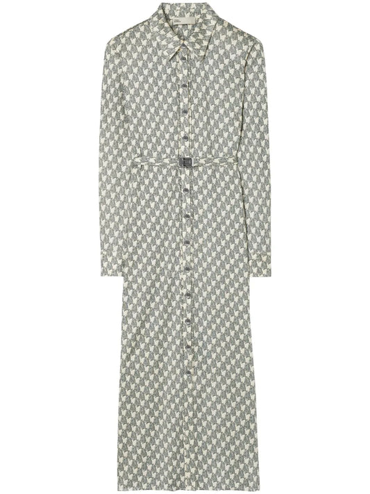 Pattern-Print Midi Shirtdress