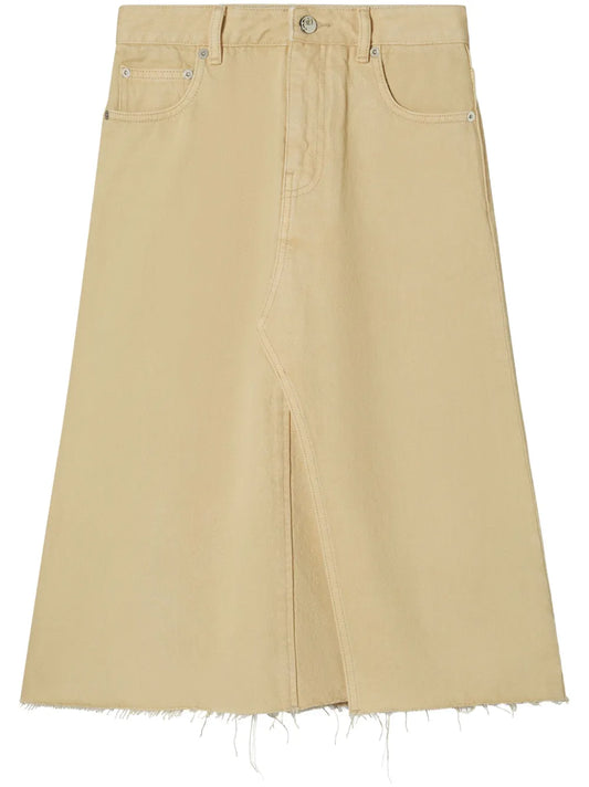 Deconstructed Denim Midi Skirt