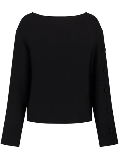 Button-Embellished Long-Sleeve Blouse