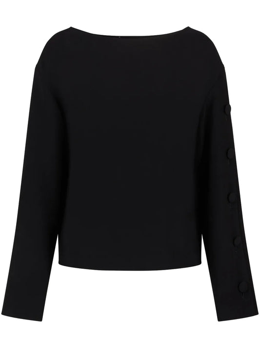 Button-Embellished Long-Sleeve Blouse