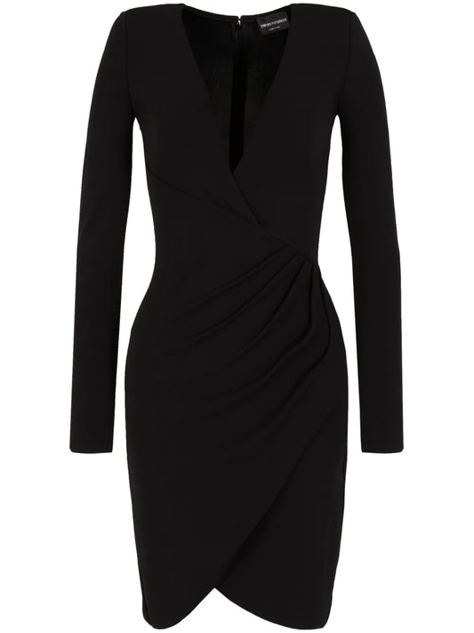 Crossover Neck Draped Dress