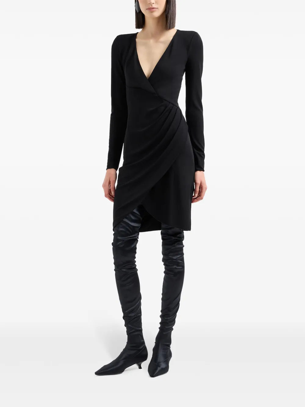 Crossover Neck Draped Dress