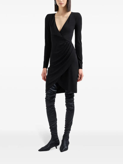 Crossover Neck Draped Dress