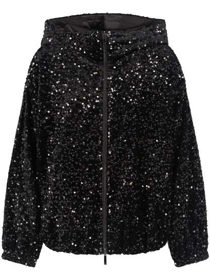 Sequin-Embellished Bomber Jacket