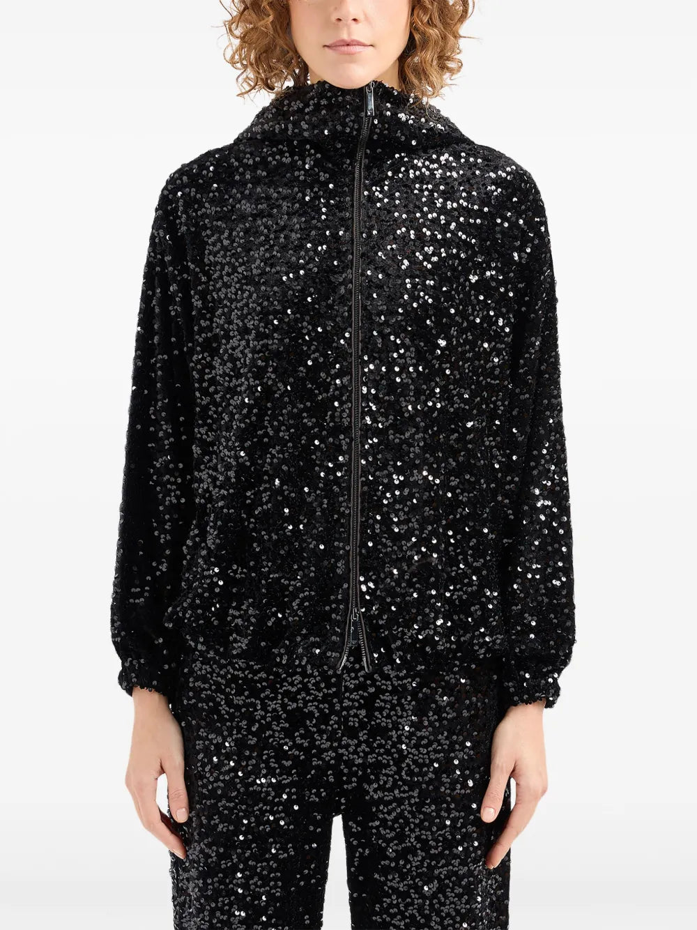 Sequin-Embellished Bomber Jacket